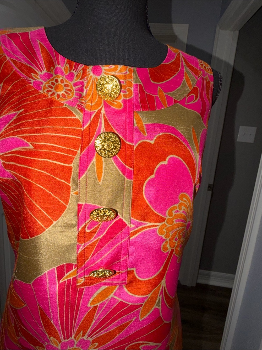 Jessica Howard Pink & Orange Floral Shift Dress size 6P - Picture 5 of 10